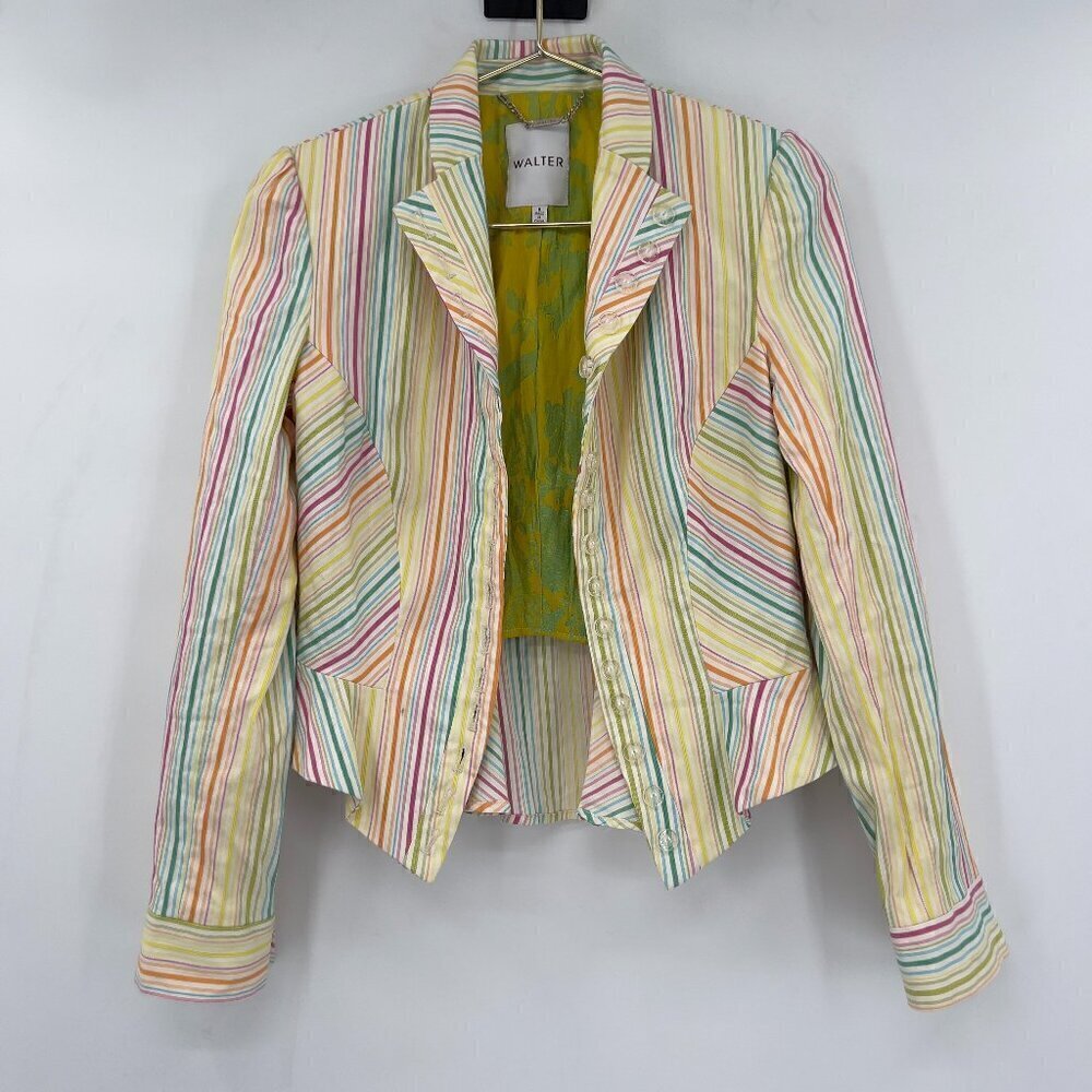WALTER Women's Striped Rainbow Lined Blazer/Jacket Size 8